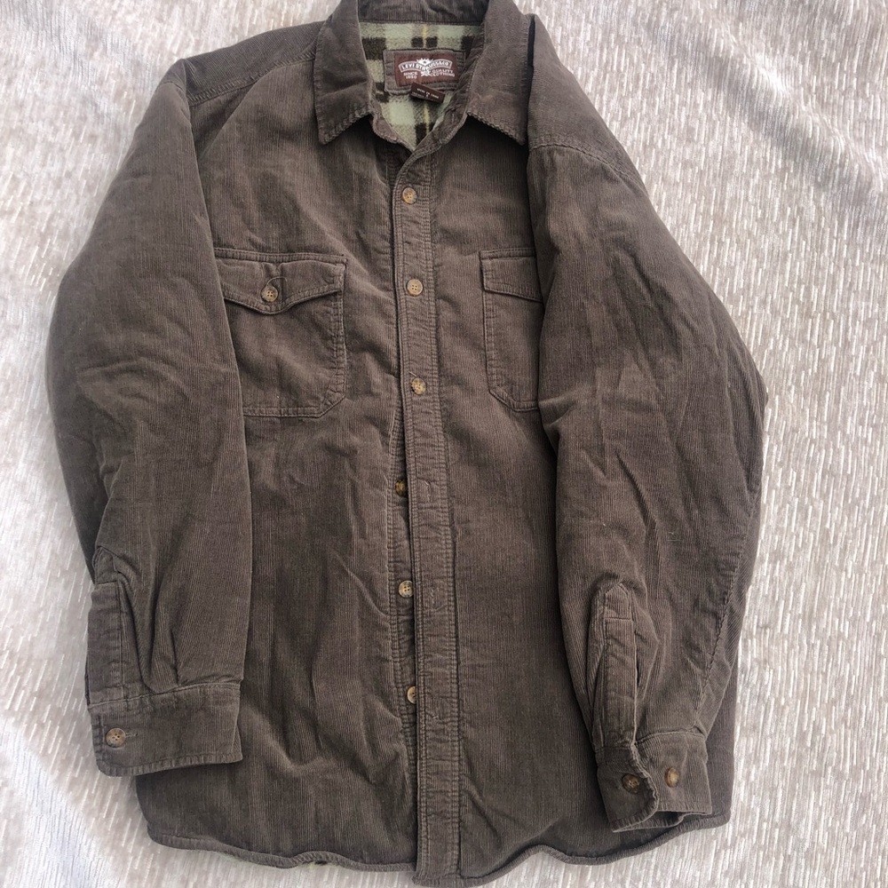 Levi’s Corduroy Button Down Plaid Lined Quilted Shirt Large
